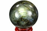 Flashy, Polished Labradorite Sphere - Great Color Play #105734-1